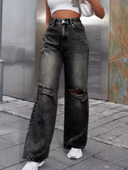 Hazel Blues® | Distressed Wide Leg Jeans with Pockets