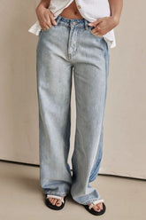 Hazel Blues® | Contrast Straight Leg Jeans with Pockets