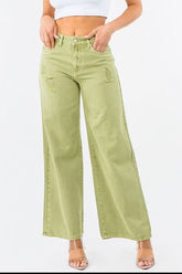 Hazel Blues® | American Bazi High Waist Distressed Wide Leg Jeans
