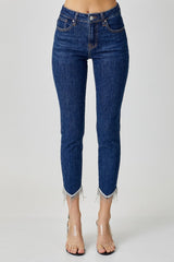 Hazel Blues® | RISEN Embellished Mid Rise Crop Skinny Jeans