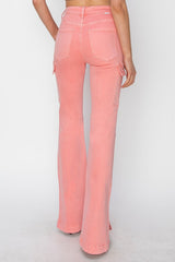 Hazel Blues® | RISEN High Rise Side Slit Cargo Bootcut Jeans
