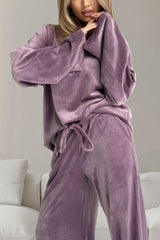 Hazel Blues® | Buttery-Soft Round Neck Long Sleeve Top and Drawstring Pants Set
