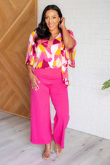Hazel Blues® | Magic Wide Leg Crop Pants in Hot Pink