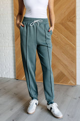 Hazel Blues® | Center Seam Scuba Joggers in Ash Jade
