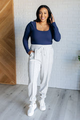 Hazel Blues® | Center Seam Scuba Joggers in Heather Grey