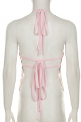 Pink Floral Beaded Sheer Crop Top