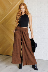 Hazel Blues® | Harmony High Rise Wide Leg Pants in Brown