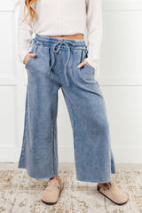 Hazel Blues® | In or Out Wide Leg Cropped Pants in Dusty Blue