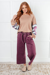 Hazel Blues® | In or Out Wide Leg Cropped Pants in Eggplant
