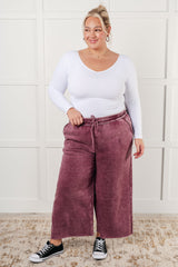Hazel Blues® | In or Out Wide Leg Cropped Pants in Eggplant