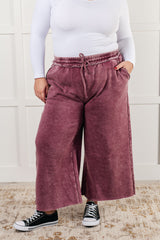 Hazel Blues® | In or Out Wide Leg Cropped Pants in Eggplant