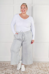Hazel Blues® | In or Out Wide Leg Cropped Pants in Light Grey