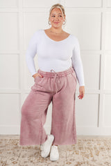 Hazel Blues® | In or Out Wide Leg Cropped Pants in Light Rose
