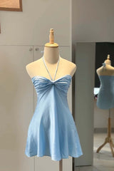 Pink Halter Ruched Short Dress