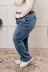 Hazel Blues® | Quinn Mid Rise Cell Phone Pocket Dad Jeans