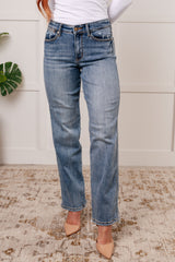 Hazel Blues® | Quinn Mid Rise Cell Phone Pocket Dad Jeans