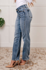 Hazel Blues® | Quinn Mid Rise Cell Phone Pocket Dad Jeans