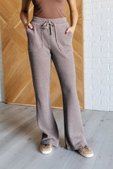 Hazel Blues® | Set Process Mineral Wash Waffle Knit Pants in Brown