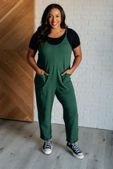 Hazel Blues® | Totally Me Spaghetti Strap Jumpsuit in Dark Green