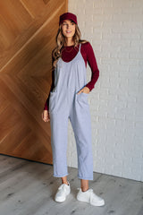 Hazel Blues® | Totally Me Spaghetti Strap Jumpsuit in Heather Grey