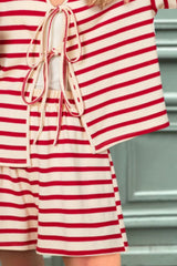 Hazel Blues® | Tied Striped V-Neck Top and Shorts Set