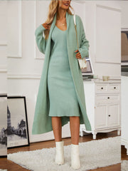 Hazel Blues® | V-Neck Cami Dress and Open Front Cardigan Sweater Set