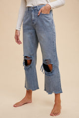 Hazel Blues® | Annie Wear Distressed Raw Hem Jeans