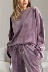 Hazel Blues® | Buttery-Soft Round Neck Long Sleeve Top and Drawstring Pants Set
