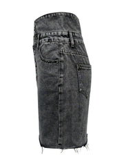 Hazel Blues® | Raw Hem High Waist Denim Skirt
