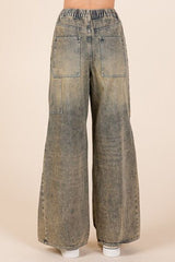Hazel Blues® | Mittoshop Washed Wide Leg Jeans with Pockets