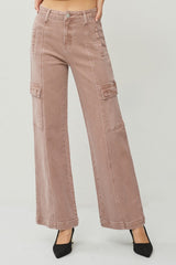 Hazel Blues® | RISEN High Rise Wide Leg Cargo Jeans
