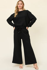 Hazel Blues® | Double Take Texture Long Sleeve Top and Pants Set
