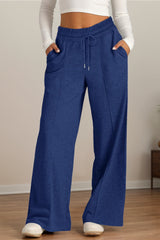 Hazel Blues® | Drawstring Elastic Waist Wide Leg Pants