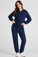 Hazel Blues® | Drawstring Half Zip Hoodie and Joggers Active Set
