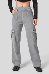 Hazel Blues® | High Waist Straight Leg Cargo Jeans