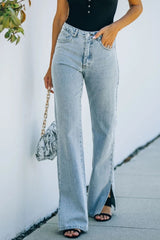 Hazel Blues® | Side Slit Jeans with Pockets