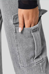 Hazel Blues® | High Waist Straight Leg Cargo Jeans