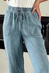 Hazel Blues® | Drawstring High Waist Jeans with Pockets