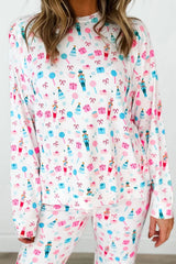 Hazel Blues® | Printed Round Neck Long Sleeve Top and Pants Lounge Set