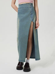 Hazel Blues® | Slit Denim Skirt with Zip