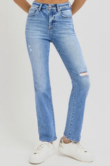 Hazel Blues® | RISEN Distressed High-Rise Ankle Straight Jeans