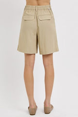 Hazel Blues® | RISEN High Rise Pleated Front Shorts