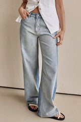 Hazel Blues® | Contrast Straight Leg Jeans with Pockets