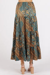 Hazel Blues® | Mittoshop Paisley Patchwork Print Satin Maxi Skirt