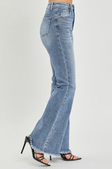 Hazel Blues® | RISEN High Waist Raw Hem Flare Jeans