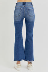 Hazel Blues® | RISEN Distressed High Rise Crop Flare Jeans