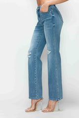 Hazel Blues® | bytos Distressed High Rise Straight Jeans