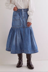 Hazel Blues® | Midi Denim Skirt with Pockets