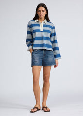 Miramar Terry Track Short in Carnation Stripe