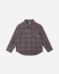 Rylee + Cru Collared Long Sleeve Shirt, Midnight Plaid